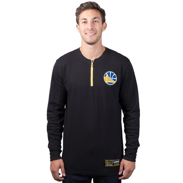 Men's Golden State Warriors 1/4-zip Thermal Tee, Size: Xl, Black