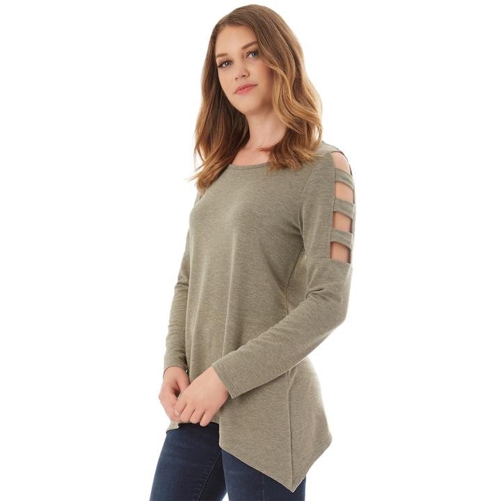 Women's Apt. 9&reg; Cage Sleeve Tee, Size: Large, Dark Green