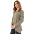 Women's Apt. 9&reg; Cage Sleeve Tee, Size: Large, Dark Green