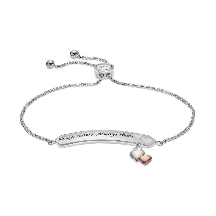 Silver Expressions By Larocks Always Sisters Always There Lariat Bracelet, Women's, White