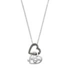 Silver Luxuries Marcasite Mom Heart Pendant Necklace, Women's, Grey