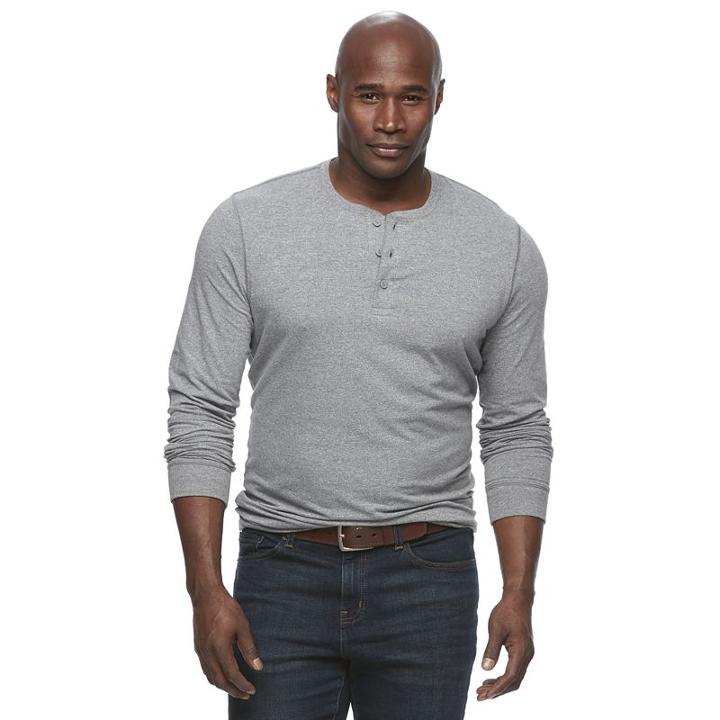 Men's Sonoma Goods For Life™ Modern-fit Flexwear Henley, Size: 2xb, Black