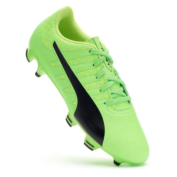 Puma Evopower Vigor 4 Firm-ground Jr. Grade School Boy's Soccer Cleats, Size: 5, Green