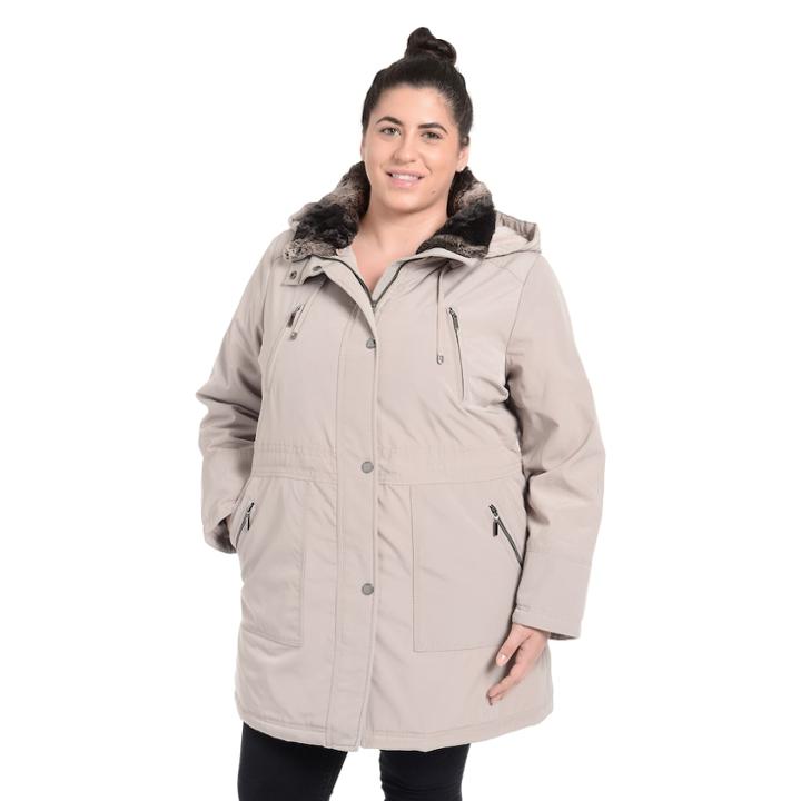 Plus Size Fleet Street Faux-fur-trim Anorak Jacket, Women's, Size: 2xl, Dark Brown