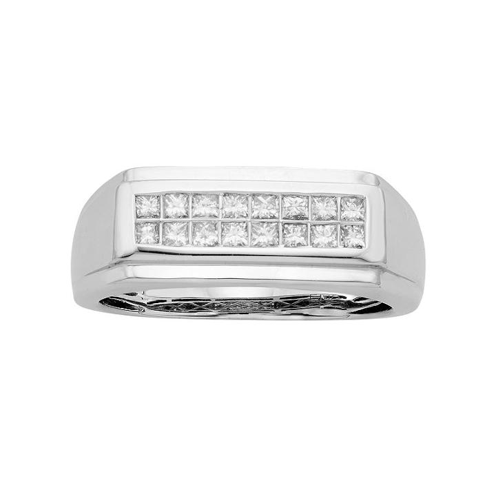 Men's 14k White Gold Igl Certified 1/2 Carat T.w. Diamond Wedding Band, Size: 13