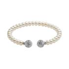 Freshwater By Honora Sterling Silver Freshwater Cultured Pearl And Crystal Cuff Bracelet, Women's, White