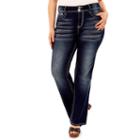 Juniors' Plus Size Wallflower Curvy Embellished Dark Wash Bootcut Jeans, Teens, Size: 22 W, Blue Other