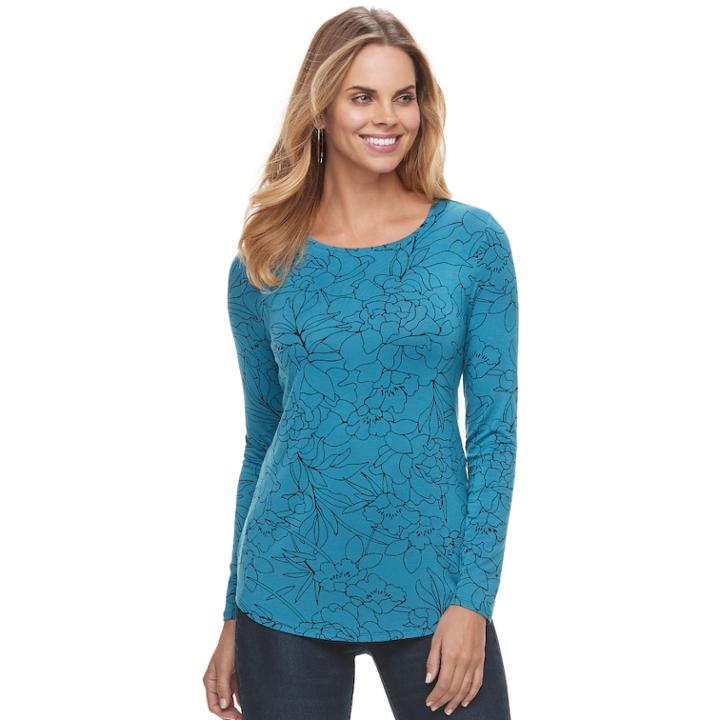Women's Apt. 9&reg; Essential Crewneck Tee, Size: Xs, Med Blue