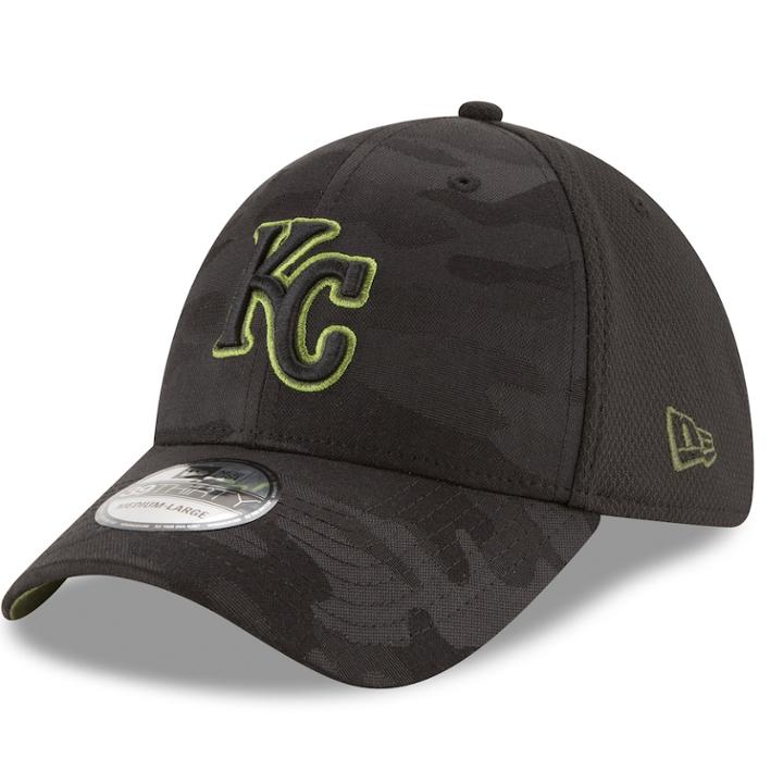 Adult New Era Kansas City Royals 39thirty Memorial Day Flex-fit Cap, Men's, Size: Medium/large, Black