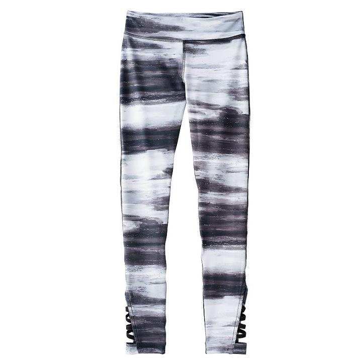 Girls 7-16 & Plus Size So&reg; Strappy Side Leg Paint Stroke Pattern Leggings, Girl's, Size: 16 1/2, Black
