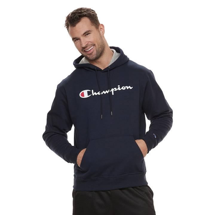 Men's Champion Logo Pullover Hoodie, Size: Xl, Blue (navy)