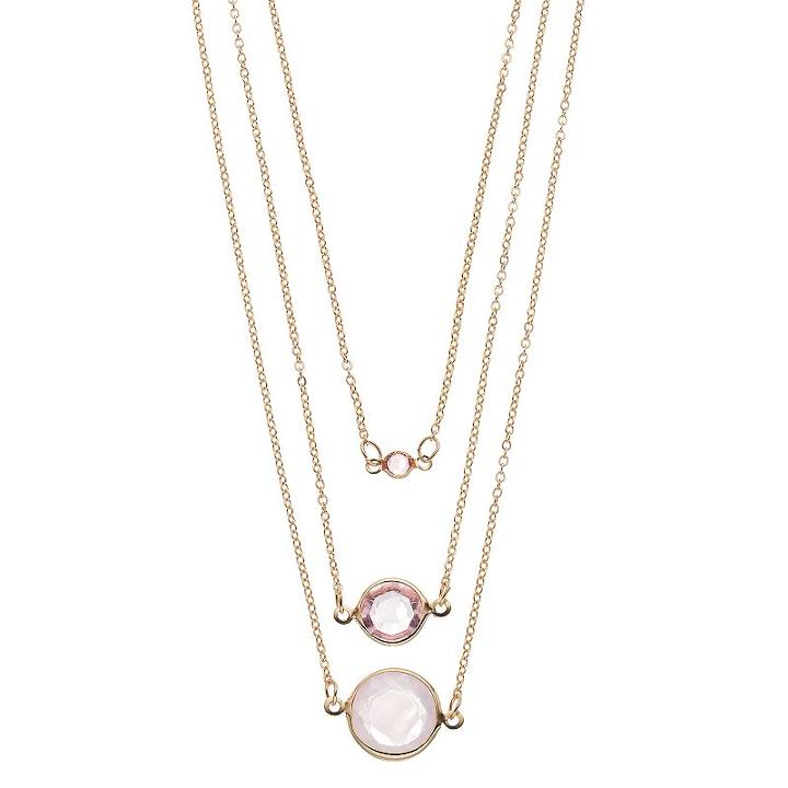 Lc Lauren Conrad Layered Pink Stone Necklace, Women's