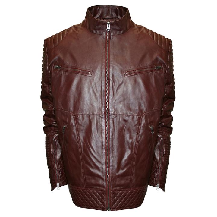 Big & Tall Franchise Club Raw X Quilted Lambskin Leather Moto Jacket, Men's, Size: 6xl, Dark Red