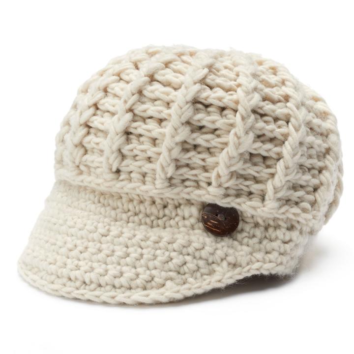 Women's Scala Radar Button Hat, White