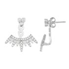 Sterling Silver Cubic Zirconia Crown Ear Jacket Earrings, Women's
