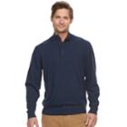 Men's Haggar Regular-fit Suede-trim Stretch Quarter-zip Sweater, Size: Small, Blue (navy)