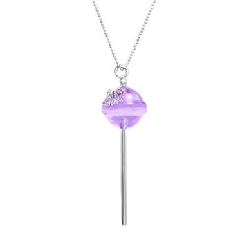 Amore By Simone I. Smith A Sweet Touch Of Hope Platinum Over Silver Crystal Lollipop Pendant, Women's, Size: 26, Blue