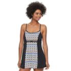 Women's A Shore Fit Hip Minimizer Printed One-piece Swimdress, Size: 8, Star Crossed Geo