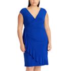 Plus Size Chaps Ruffled Faux-wrap Dress, Women's, Size: 20 W, Blue