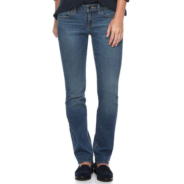 Women's Sonoma Goods For Life&trade; Slim Fit Straight-leg Jeans, Size: 18 Avg/reg, Dark Blue