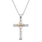 Black Hills Gold Four Tone Leaf Cross Pendant In Sterling Silver, Women's, Size: 18
