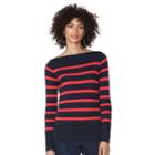 Women's Chaps Striped Boatneck Sweater, Size: Xs, Blue (navy)
