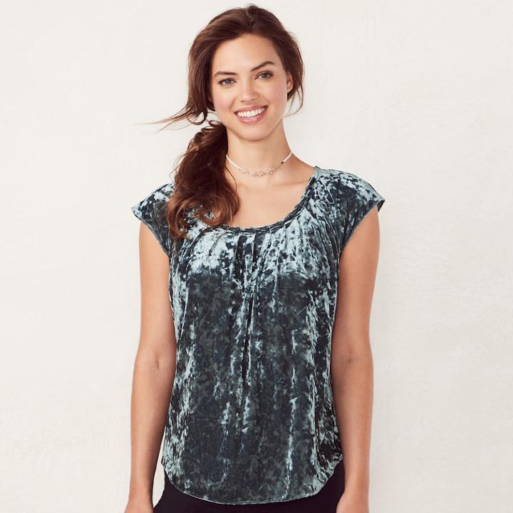 Women's Lc Lauren Conrad Pleated Top, Size: Small, Light Blue