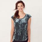 Women's Lc Lauren Conrad Pleated Top, Size: Small, Light Blue
