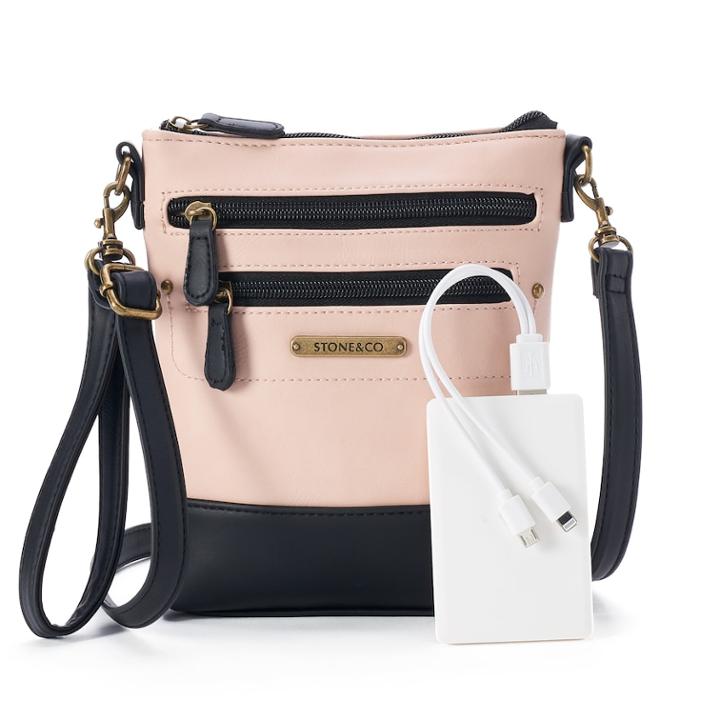 Stone & Co. Plugged In Phone Charging Leather Convertible Crossbody Bag, Women's, Med Pink