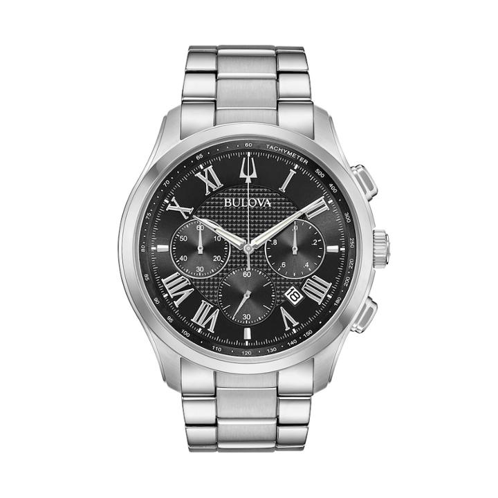 Bulova Men's Classic Wilton Stainless Steel Chronograph Watch - 96b288, Size: Xl, Grey