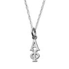 Alpha Phi, Logoart Sterling Silver Sorority Pendant Necklace, Women's, Size: 18, Grey