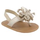 Baby Girl Wee Kids Flower Thong Sandal Crib Shoes, Size: 1, Med Beige