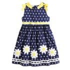 Girls 4-6x Blueberi Boulevard Polka-dot Daisy Applique Sundress, Size: 6x, Blue (navy)