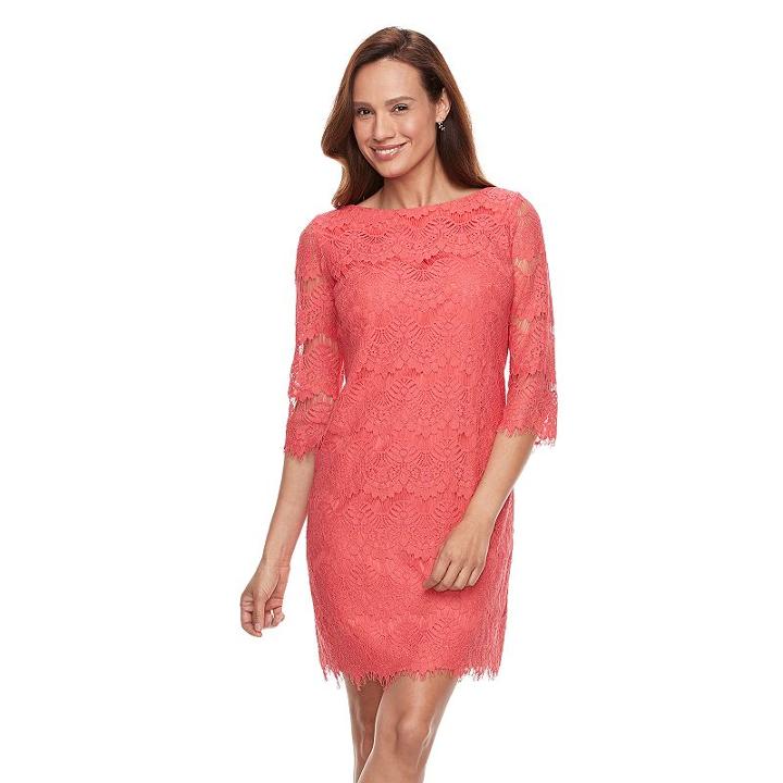 Women's Jessica Howard Lace Shift Dress, Size: 14, Lt Orange