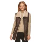 Women's Weathercast Faux-shearling Vest, Size: Small, Dark Brown