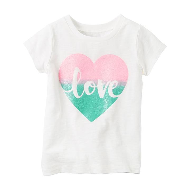 Girls 4-8 Carter's Short Sleeve Jersey Graphic Tee, Size: 7, White Oth