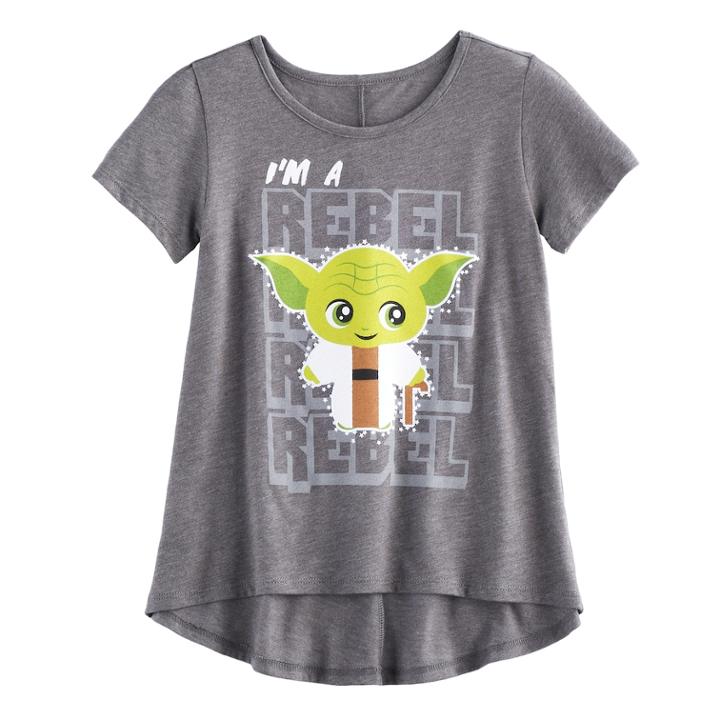 Girls 7-16 Star Wars I'm A Rebel Yoda Graphic Tee, Size: Large, Grey (charcoal)