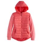 Girls 4-16 Hawke & Co Midweight Sweater Fleece Puffer Jacket, Size: 16, Pink Other
