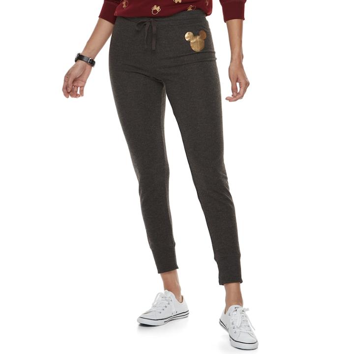 Disney's Mickey Mouse Juniors' Foiled Jogger Pants, Teens, Size: Large, Grey (charcoal)