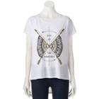 Juniors' Out Of The Ordinary High-low Graphic Tee, Girl's, Size: Medium, White