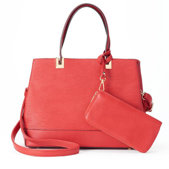 Deluxity Marjorie Satchel With Wallet, Women's, Red