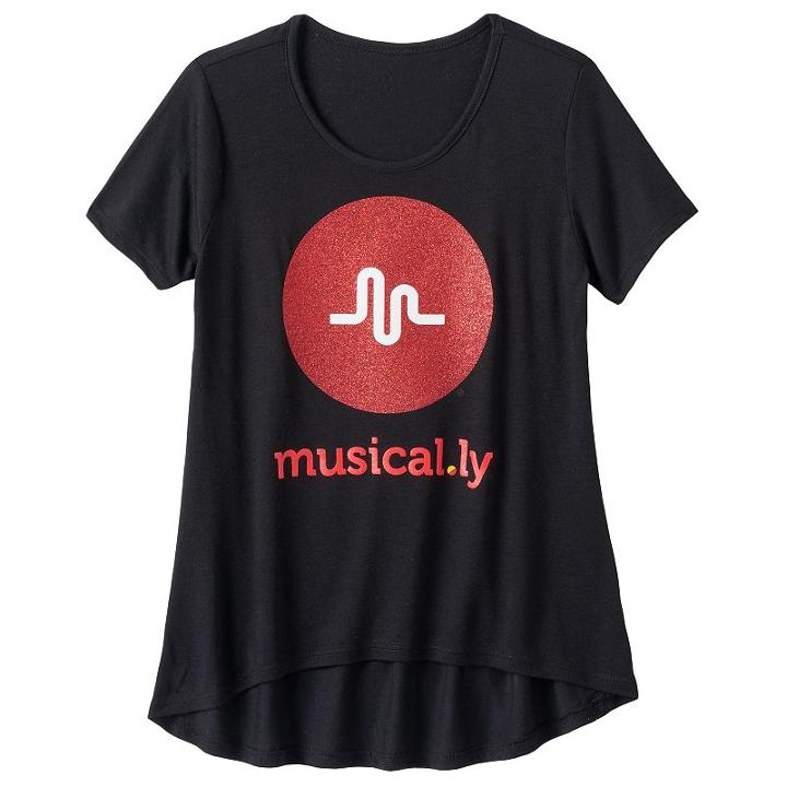 Girls 7-16 Musical. Ly Logo Tee, Girl's, Size: Small, Black