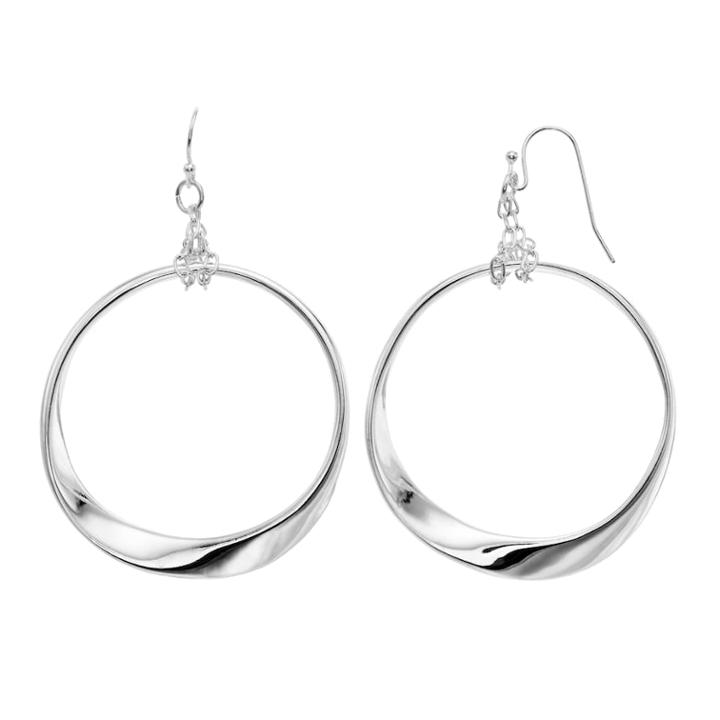 Jennifer Lopez Silver Tone Nickel Free Wavy Hoop Drop Earrings, Women's