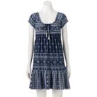 Juniors' Almost Famous Print Smocked Babydoll Dress, Girl's, Size: Xl, Blue (navy)