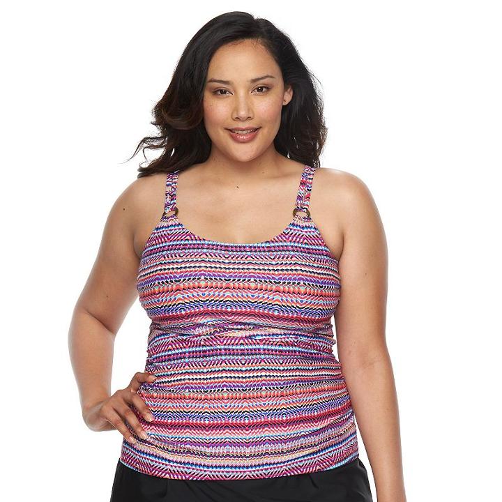 Plus Size Croft & Barrow&reg; Printed D-cup Tankini Top, Women's, Size: 18 W, Med Red