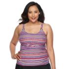 Plus Size Croft & Barrow&reg; Printed D-cup Tankini Top, Women's, Size: 18 W, Med Red