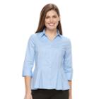 Petite Dana Buchman Pleated Peplum Shirt, Women's, Size: Xl Petite, Light Blue