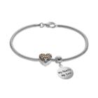 Individuality Beads Sterling Silver & 14k Gold Over Silver Shake Chain Bracelet, Family Charm & Heart Bead Set, Women's, Grey