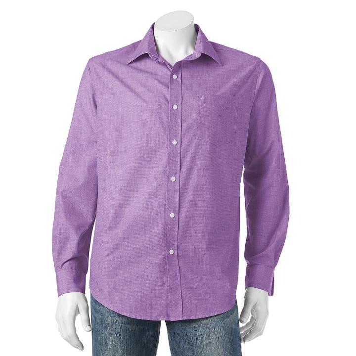 Men's Croft & Barrow&reg; Classic-fit Solid Easy-care Button-down Shirt, Size: Medium, Purple