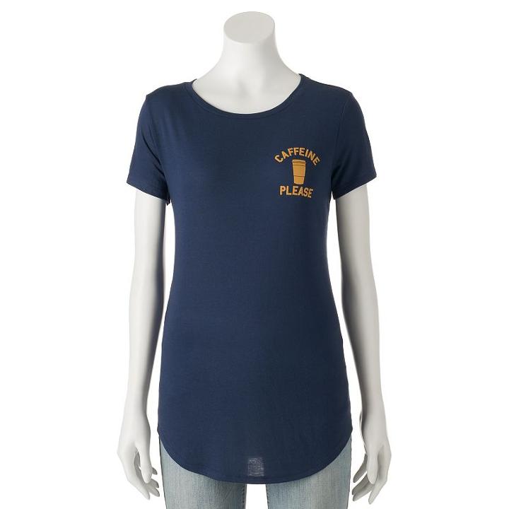 Juniors' The Print Shop Caffeine Please Graphic Tee, Girl's, Size: Xs, Blue (navy)